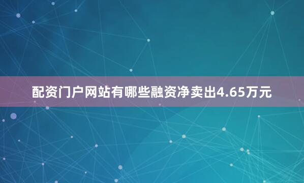 配资门户网站有哪些融资净卖出4.65万元